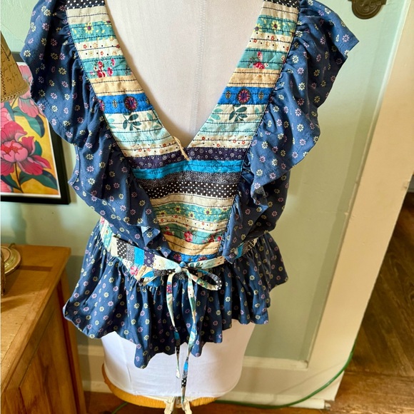 Floral Patchwork Ruffle Top - Picture 2 of 4